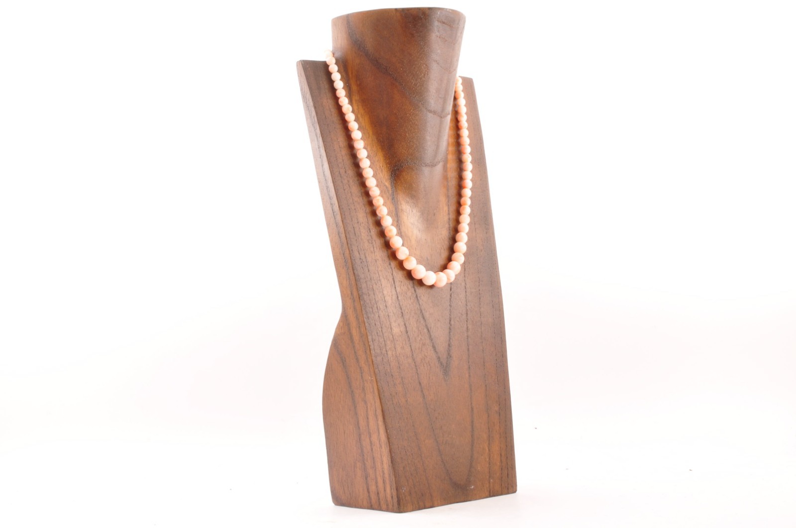 925 silver Angel skin coral Necklace ear clip set (17.3in 135ct) Certificate.