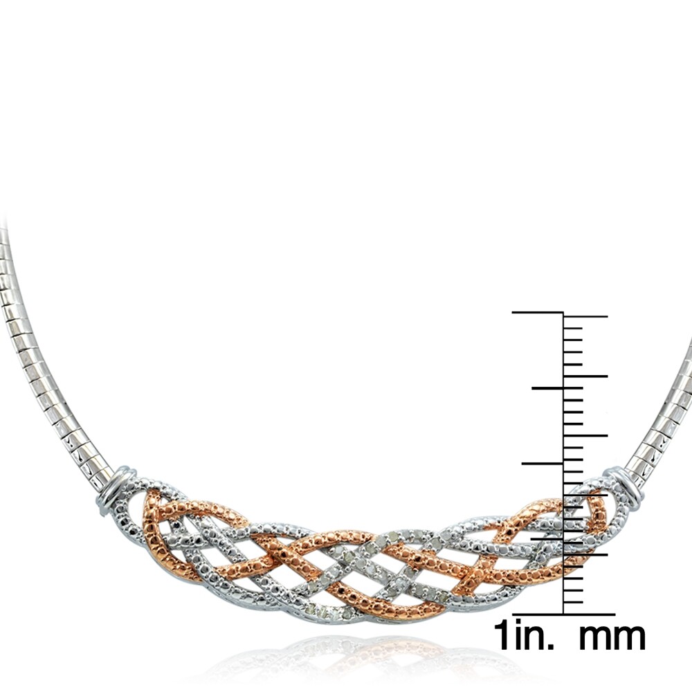 0.25ct Diamond Two-Tone Rose Gold Weave Frontal Omega Necklace