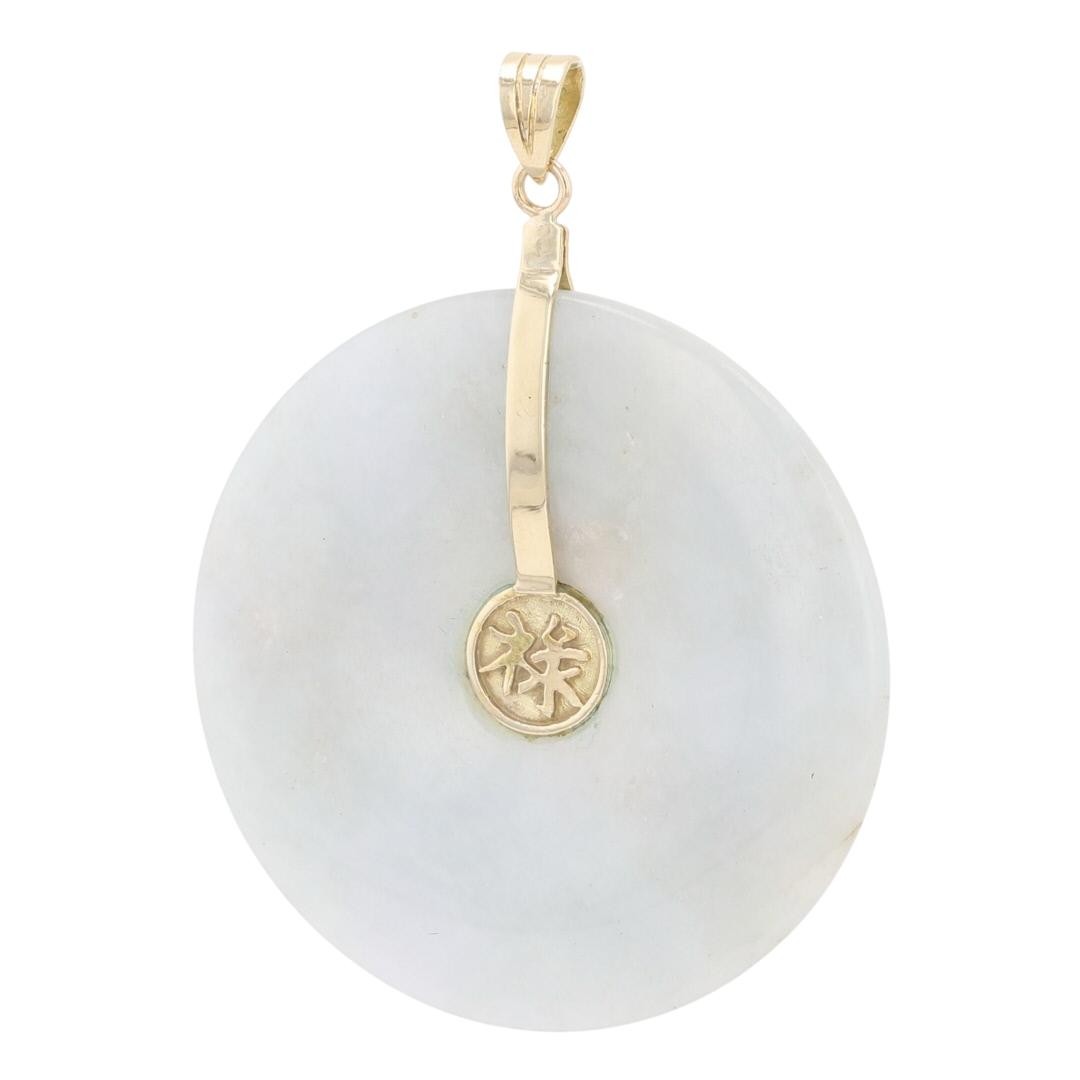 15mm Lucky Nephrite Jade Donut Pendant without Chain 14k Yellow Gold 12.06 Grams