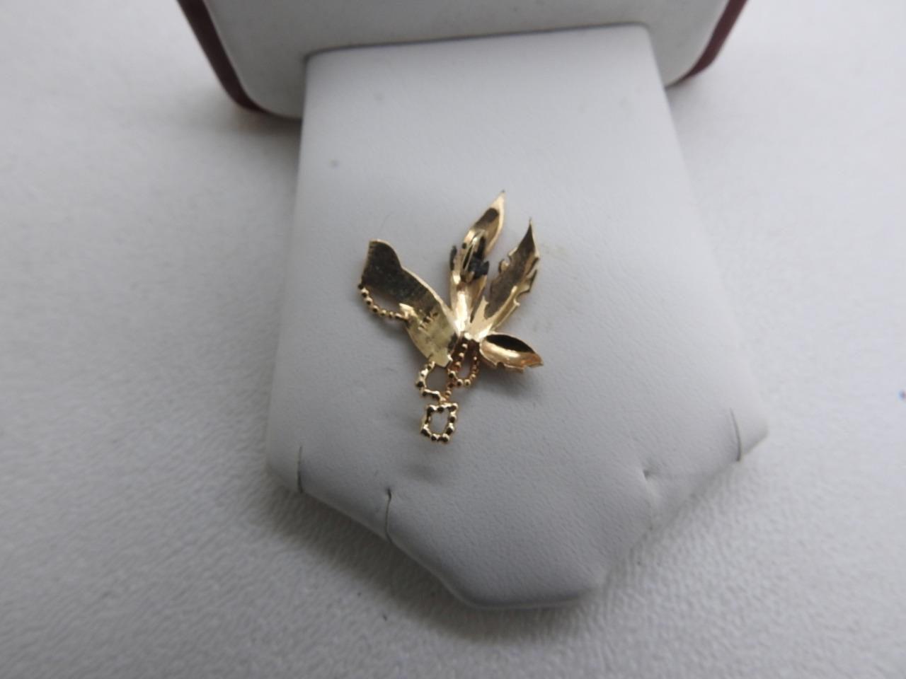 14K Yellow Gold Leaf style Unique Pendant 2 Grams 1 1/8″ Inch