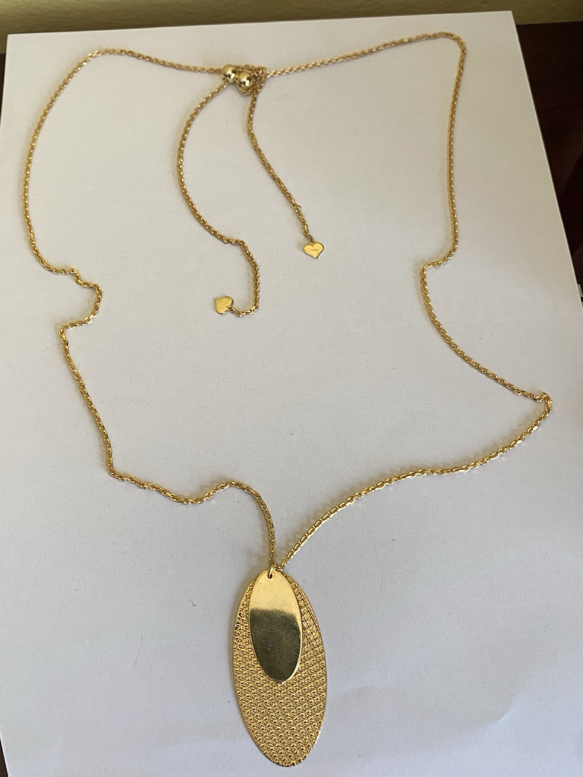 Yellow Gold Gilt Sterling Silver Pull Through Adjust Pendant Necklace-70cm Long