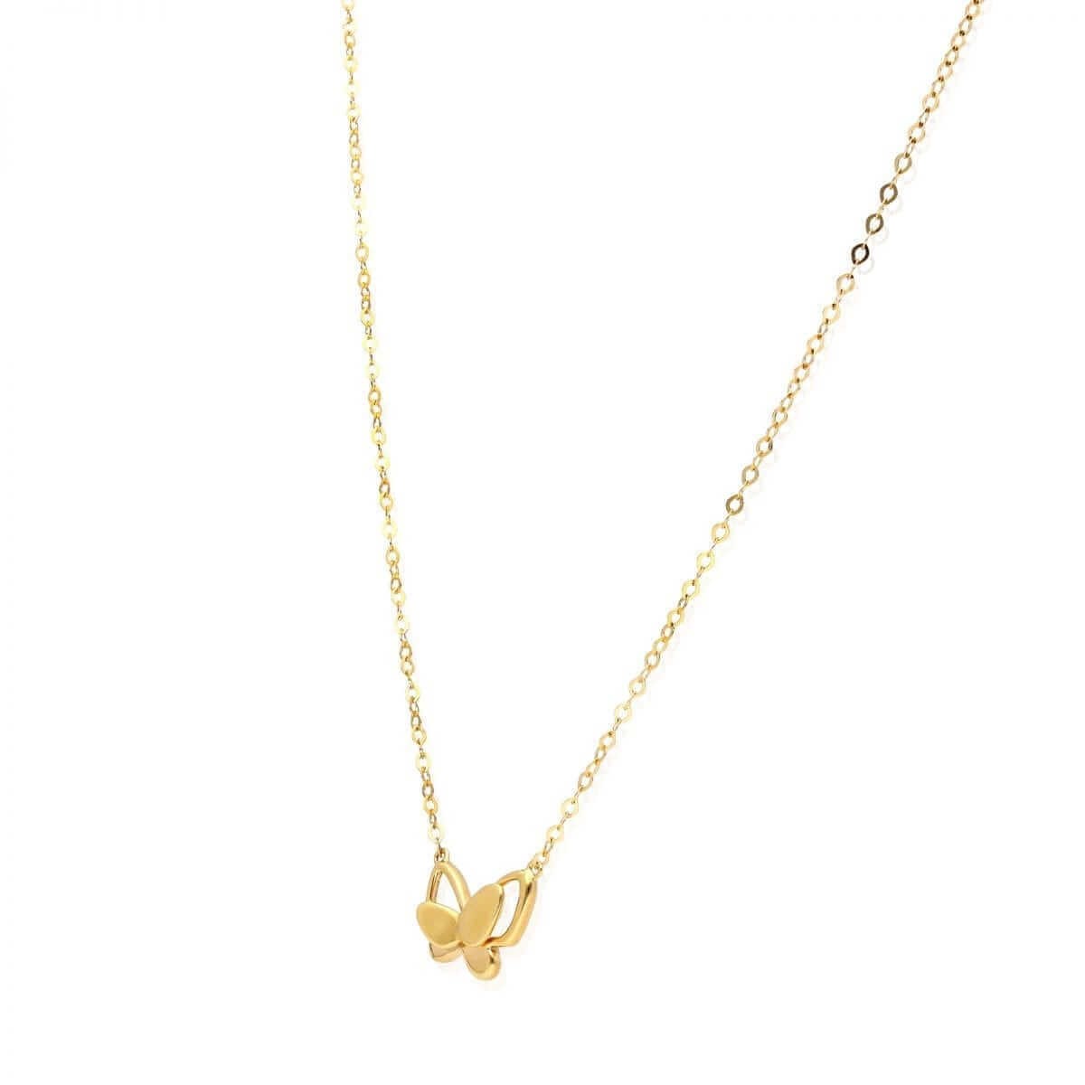 14K Yellow Rose White Gold Over Silver Butterfly Pendant Cable Necklace 16-18″