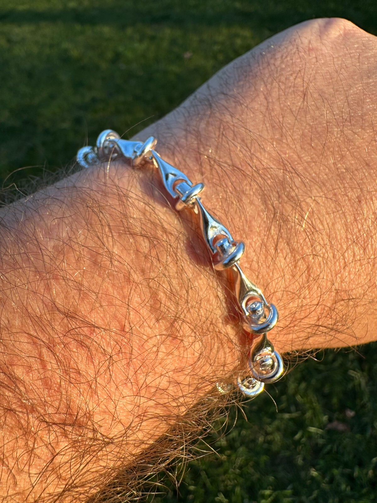 Real 925 Sterling Silver Mens Custom 8mm Barbed Wire Link Bracelet ITALY 7-9″
