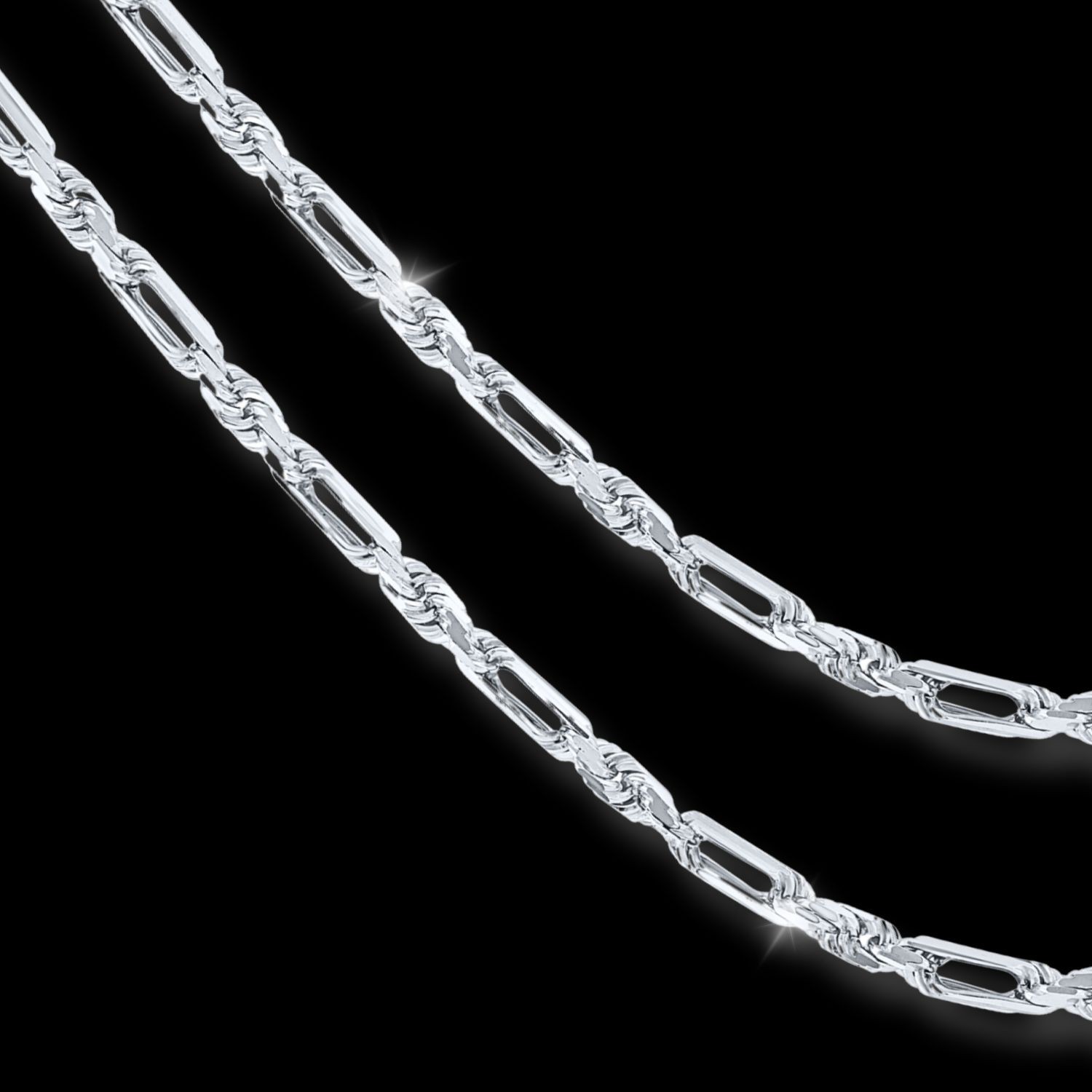 Solid 925 Sterling Silver 4.5mm6.5mm Figarope Chain Italian Necklace 20″-24″