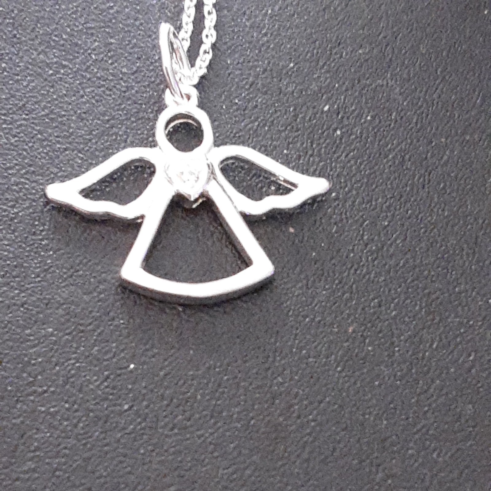 AVON ~ BEAUTIFUL .925 Sterling Silver CZ “ANGEL” Necklace ~ 18 in