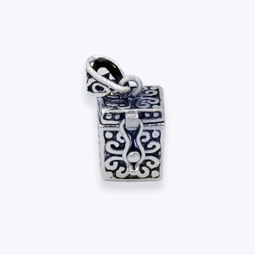 SOLID Sterling Silver Treasure Box Locket Necklace | Vintage Keepsake