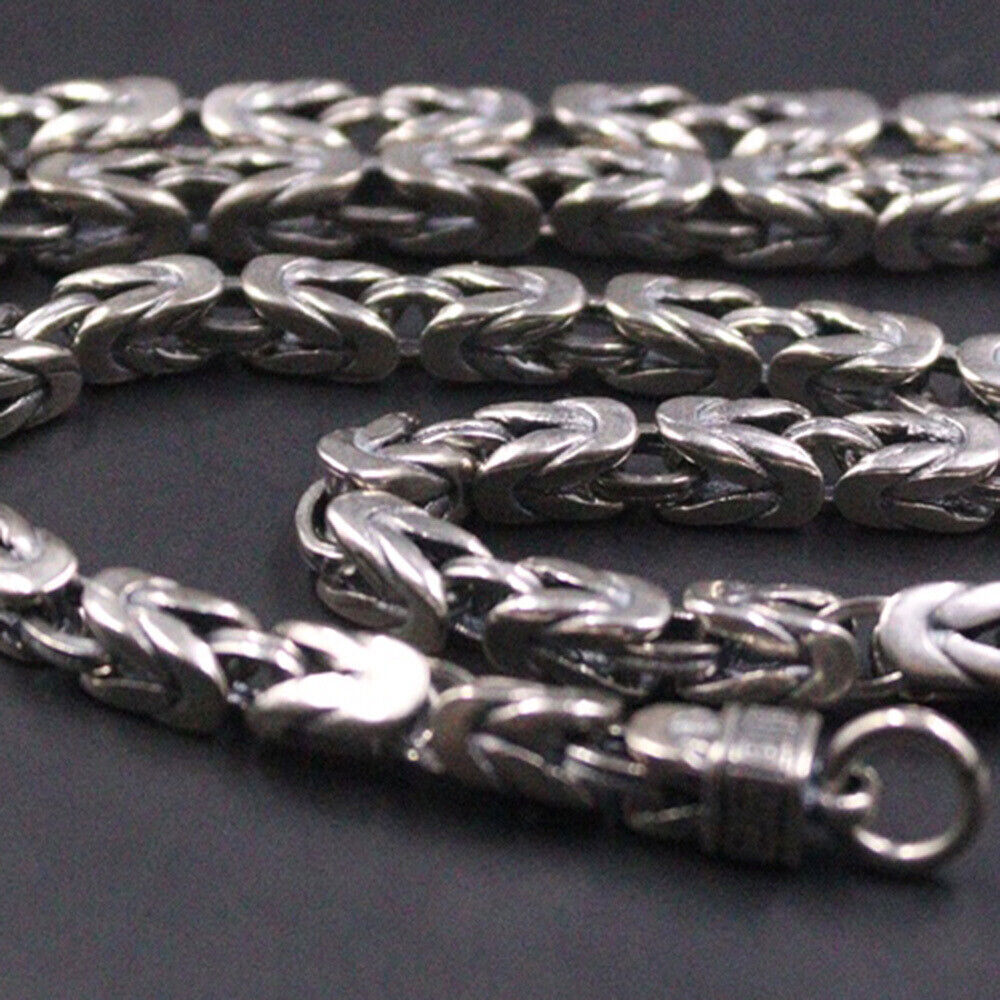 Real 925 Sterling Silver Necklace Man’s Jewelry 4mm Byzantine Chain 26inch/45g