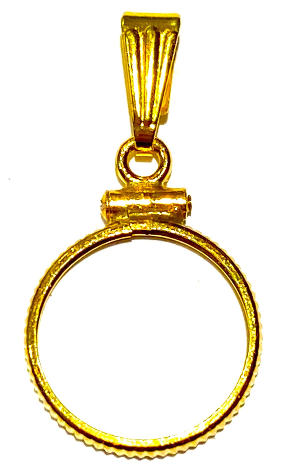 $1 type 1 Gold 14k Reeded Edge Screw Top Coin Bezel A45