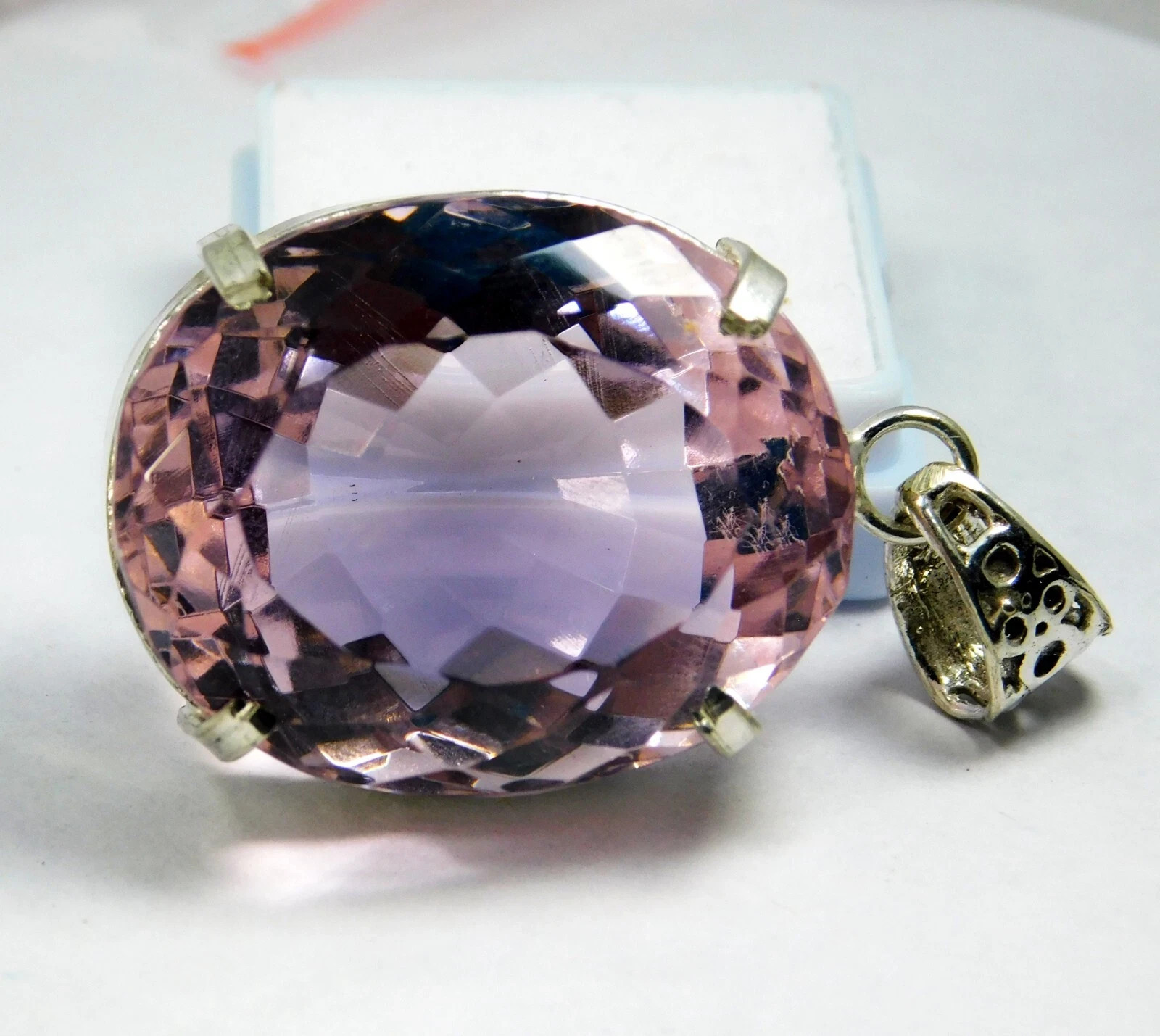 Natural 94.20 Ct Certified Brazilian Pink Kunzite 925 Silver Pendant Gemstone
