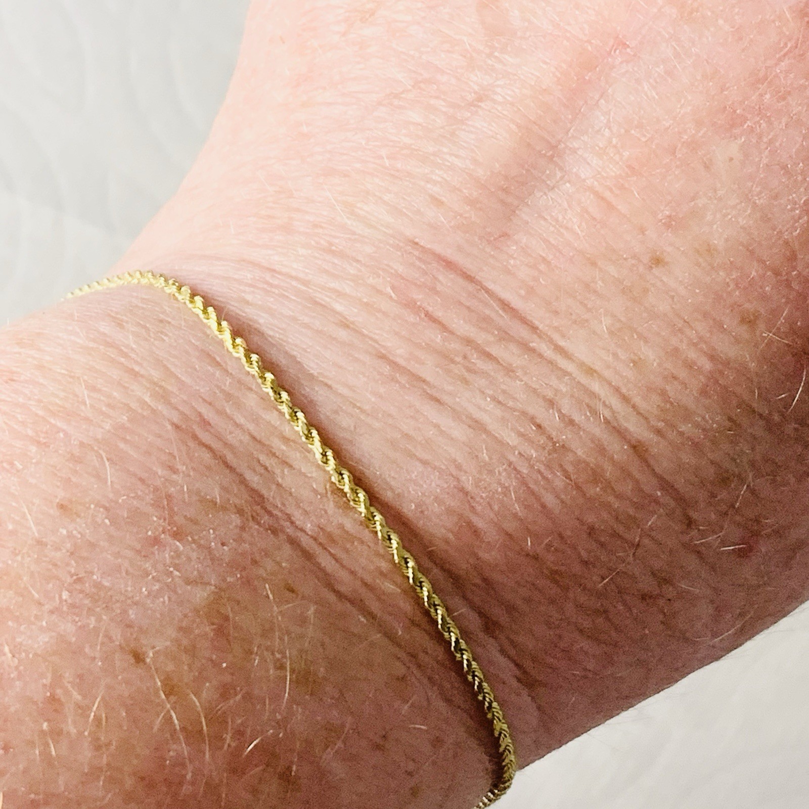 Solid 10k Yellow Gold Necklace Rope Chain Diamond Cut Sparkle 3.43gr ~1.5mm 18”