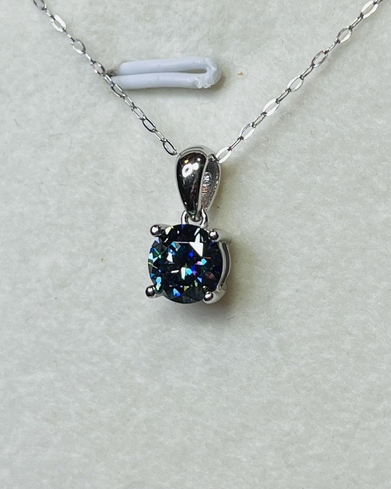 925 Sterling Silver 1 CTW VVS1 Dark Blue Purple Moissanite Pendant Necklace