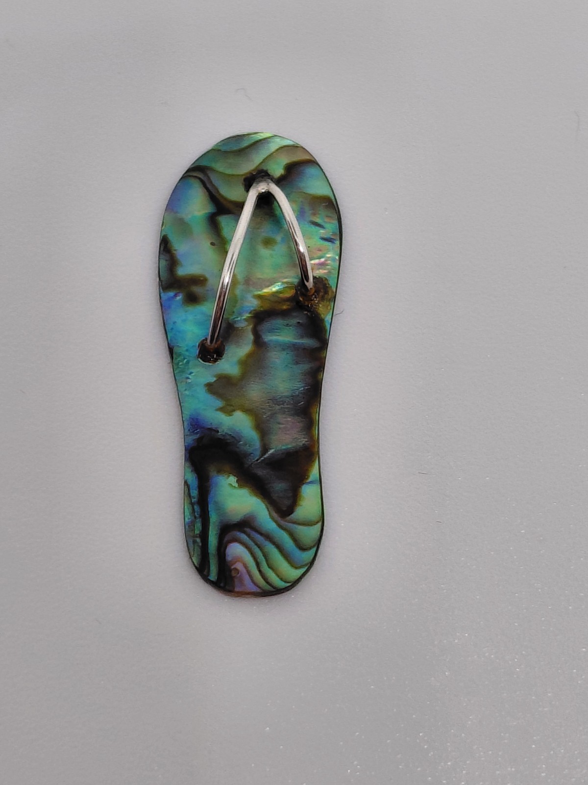 925 Sterling Silver NZ Paua Abalone Shell Jandal Flip Flop Pendant Charm 3cm