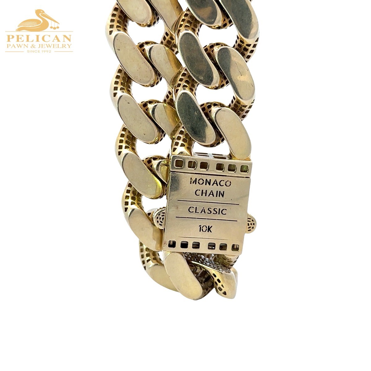 24″ Monaco Clasp Cuban Chain Diamond Cut in 10KT Yellow Gold 23.5MM (PBR121535)