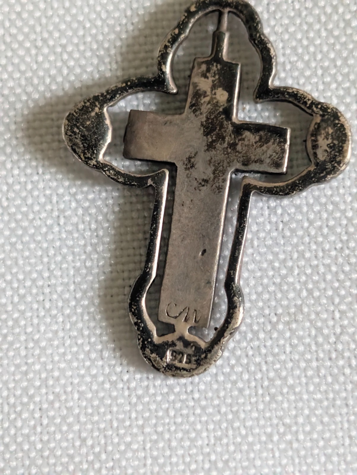Vintage Sterling Silver Real Marcasite Gem Cross Pendant Box Chain Necklace 20″