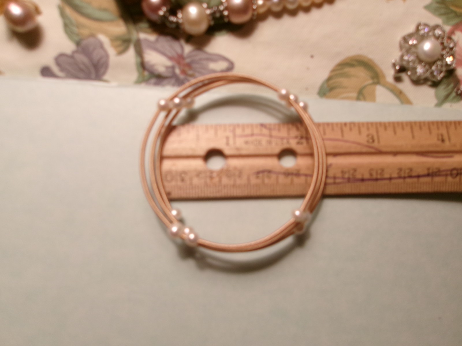 PEARL BRACELET FITS ALL GOLD WIRE WRAP AROUND WRIST TINY PEARLS