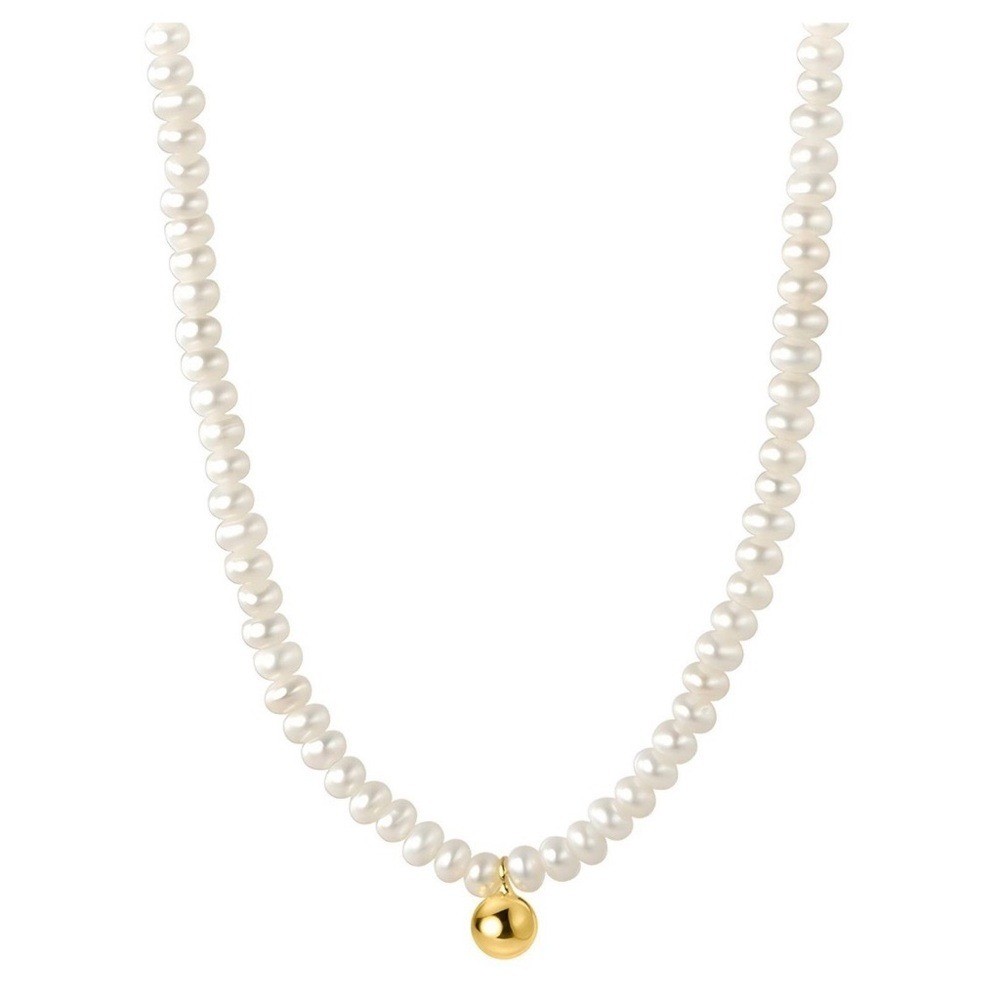 18K Gold Plated Womens Elegant Pearl Necklace w/ Gold Accent Gift Birthday Anniv