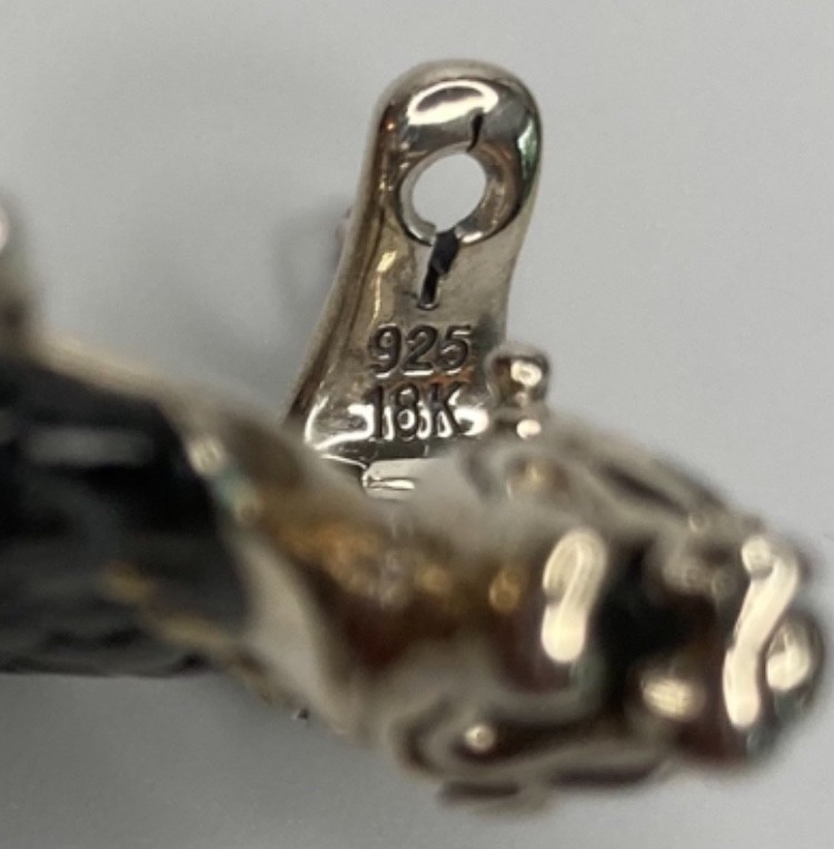 Barbara Bixby Dragon Key Enhancer Pendant Gemstones 18k Gold Sterling 925 in Box