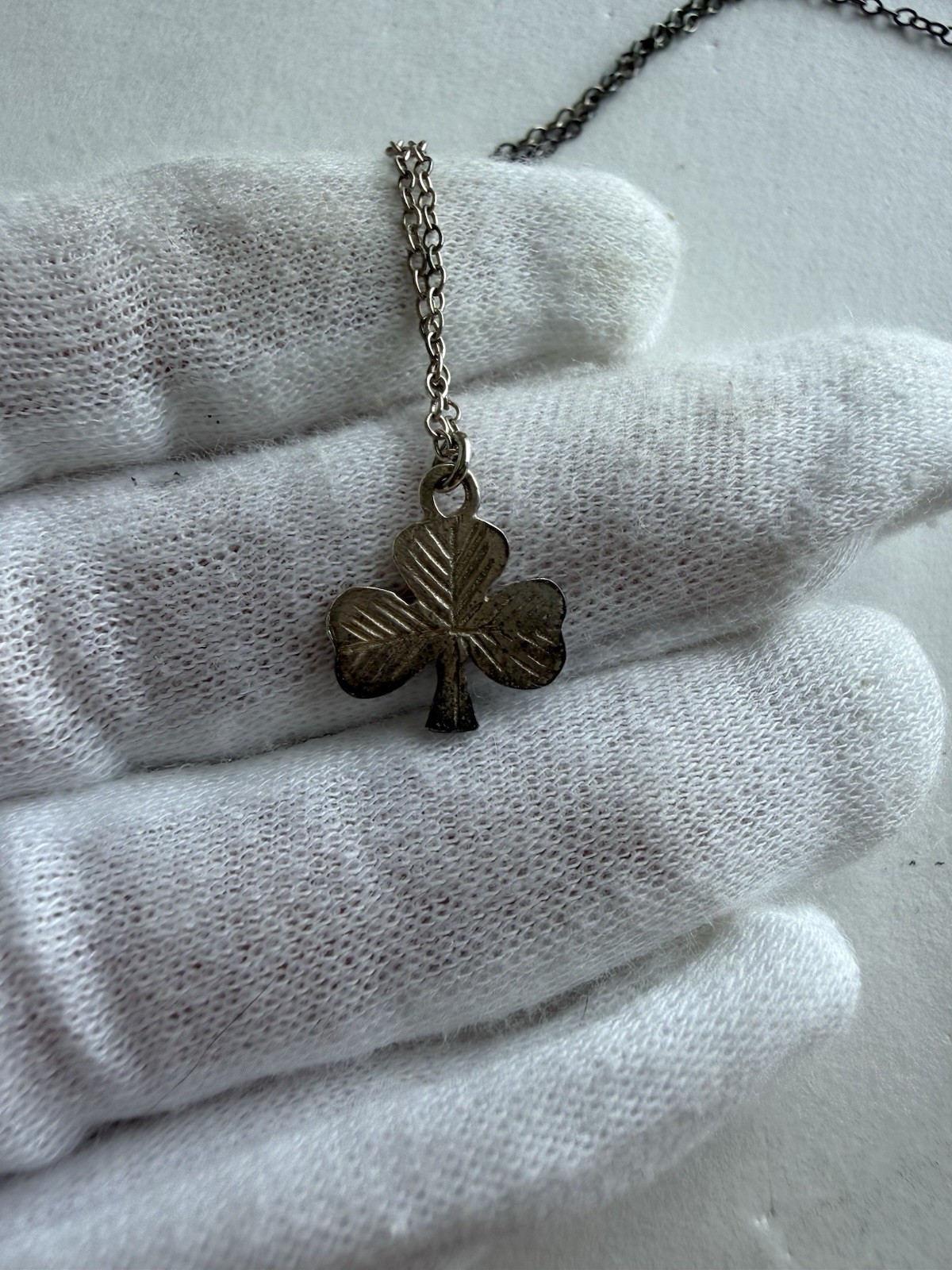 Vintage Irish Sterling Silver Shamrock Pendant Necklace J.O’N Eire 925