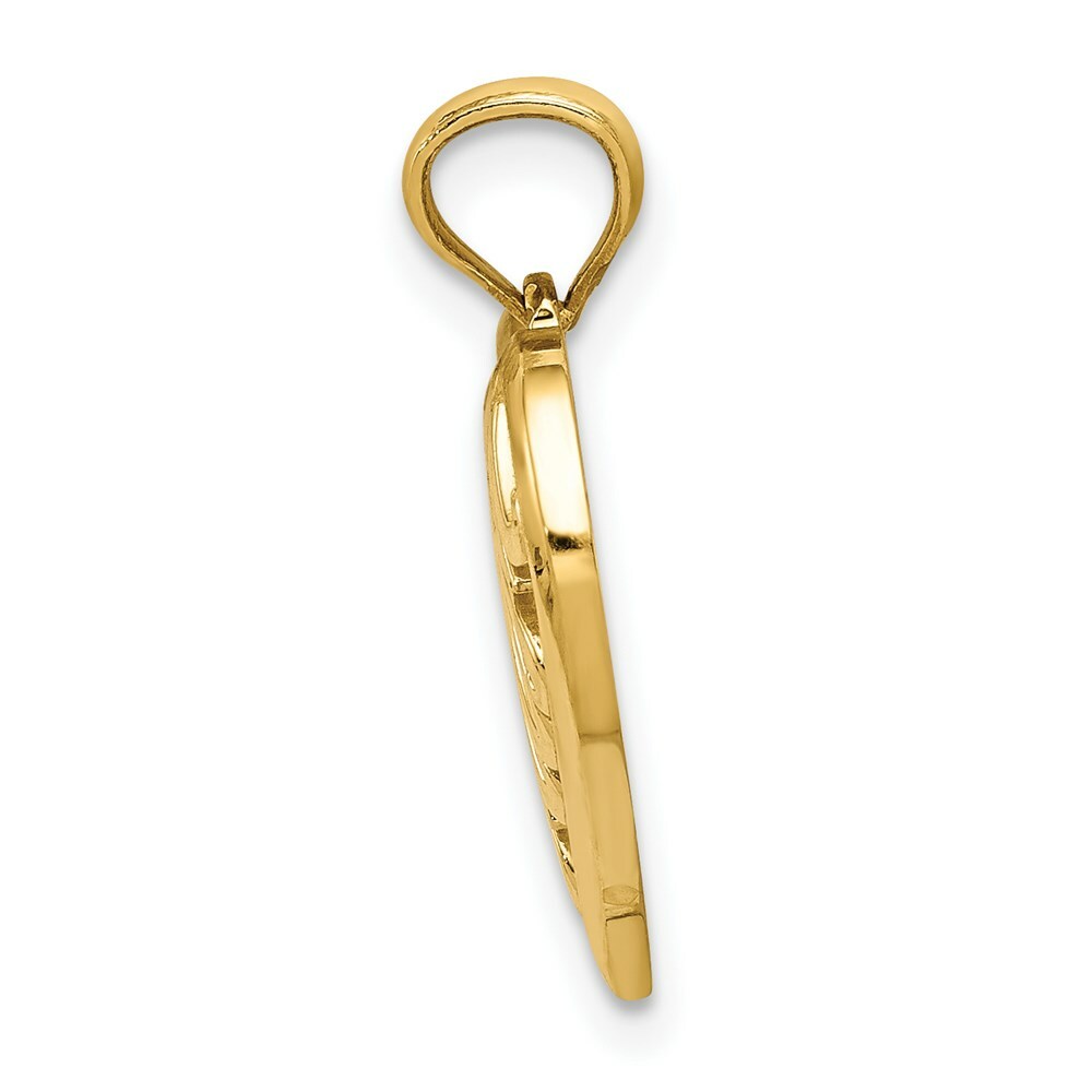 14k Yellow Gold Polished MOM In Heart Charm Charm Pendant 0.78 Inch