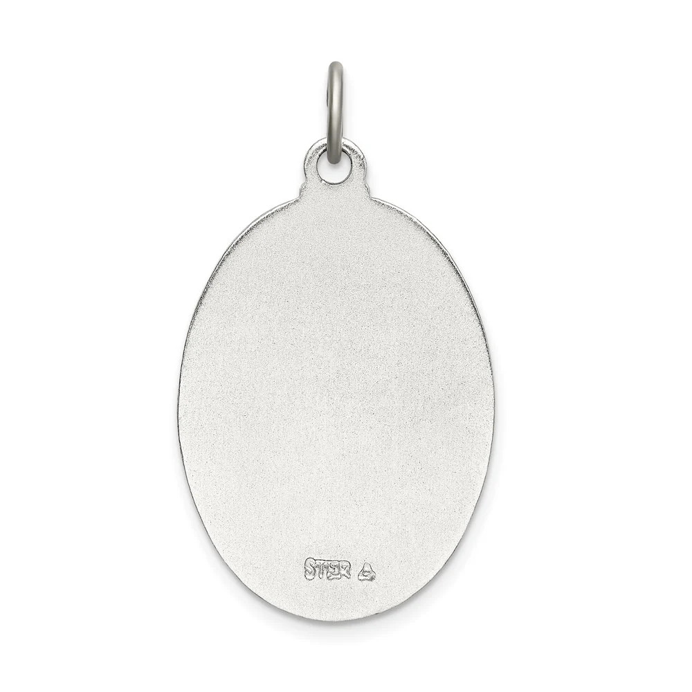 Sterling Silver Satin/Polished/Diamond-Cut Enamel St Christopher Medal