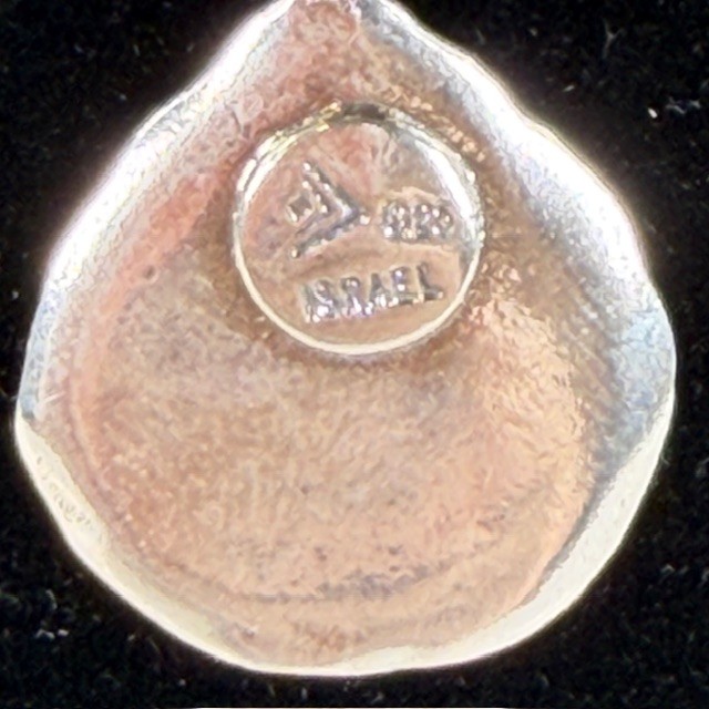 Sterling Silver Initial C Wax Seal Pendant Necklace Made in Israel 925