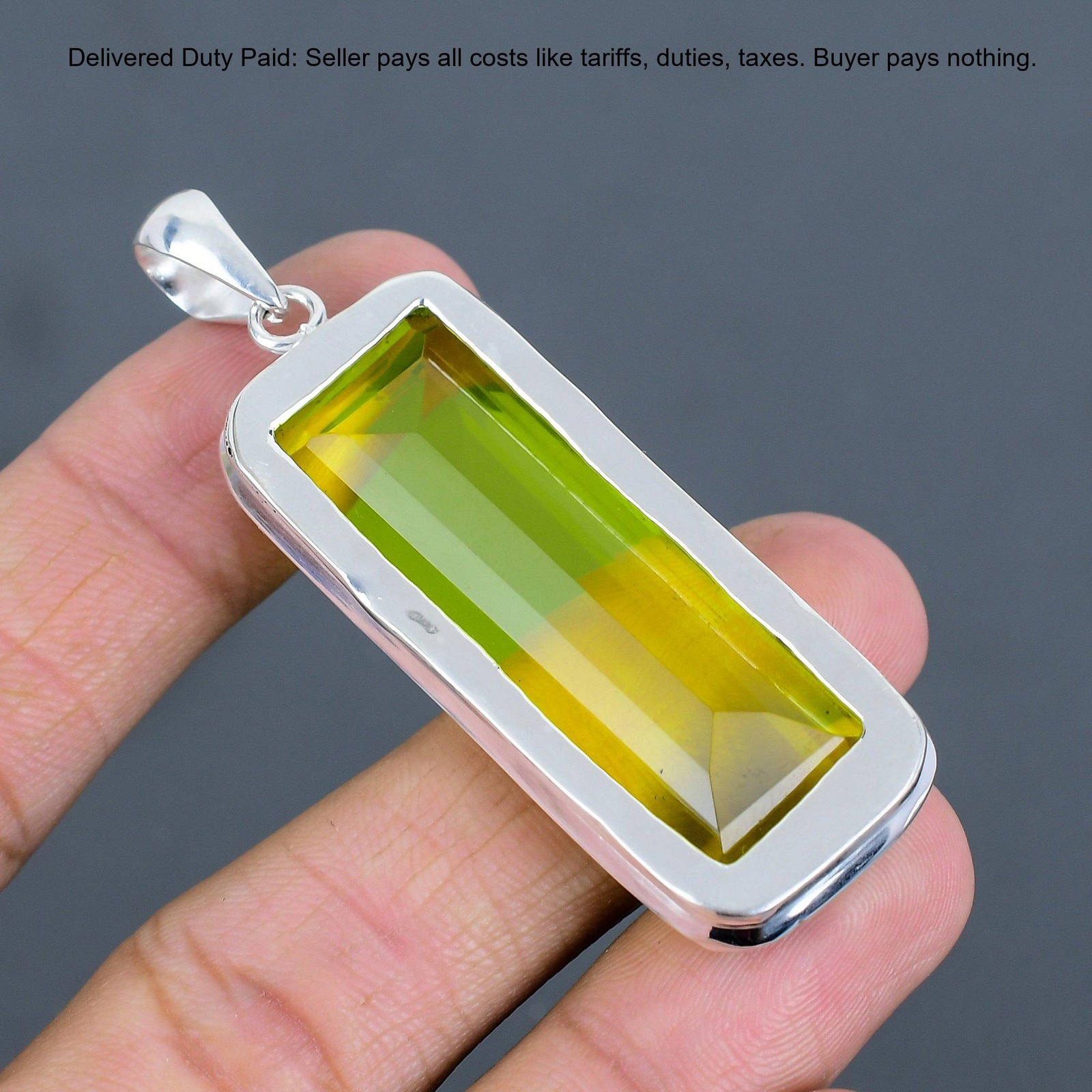 Radiant Lemon Topaz Stone 925 Sterling Silver Bezel Anniversary Pendant Jewelry