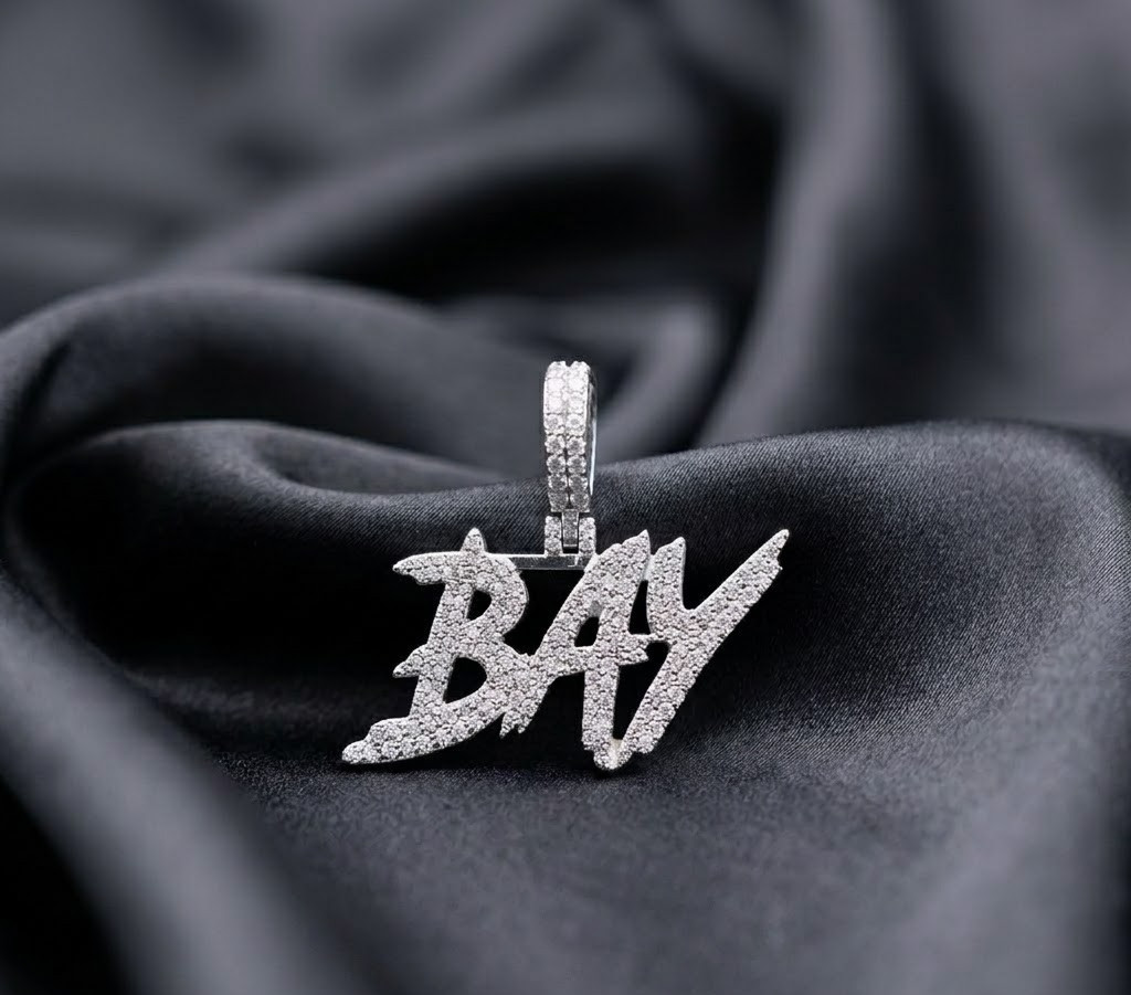 1Ct Round Cut Lab Created Diamond Intial Hip Hop pendants for women 925 Silver