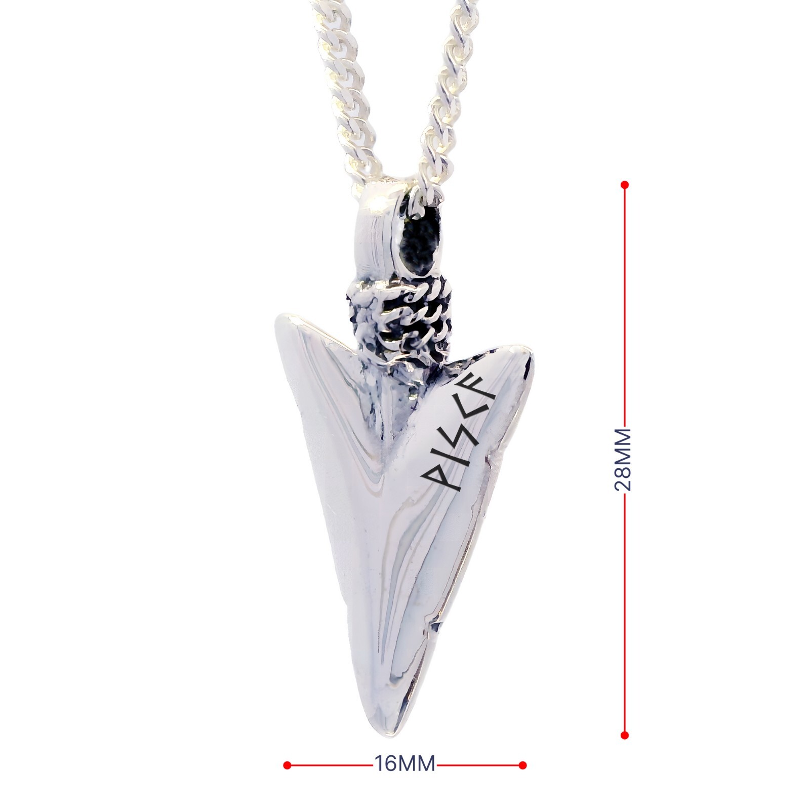 925 Sterling Silver Sacred Rune Arrowhead Pendant Necklace, Custom Engraving