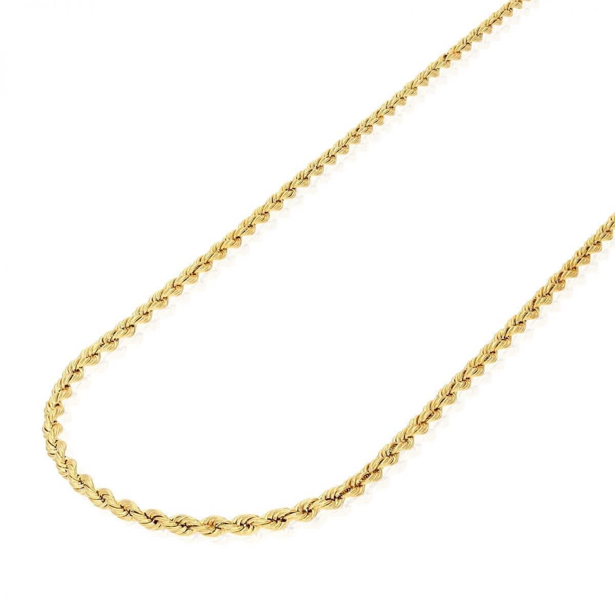 10K Real Gold 1.8mm-9mm Hollow Rope Chain Necklace 16″-30″