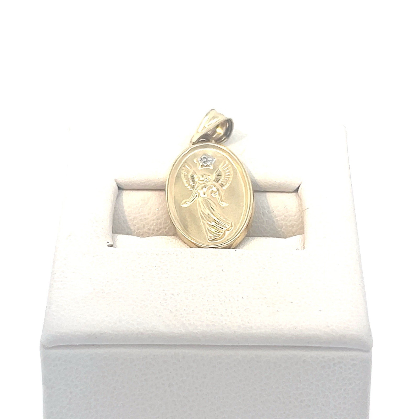 Vintage Estate 10k Yellow Gold Diamond Guardian Angel Pendant .9g