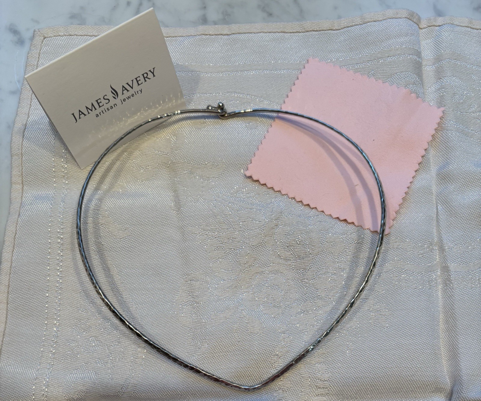 James Avery Hammered V Neck Collar Necklace Sterling Silver