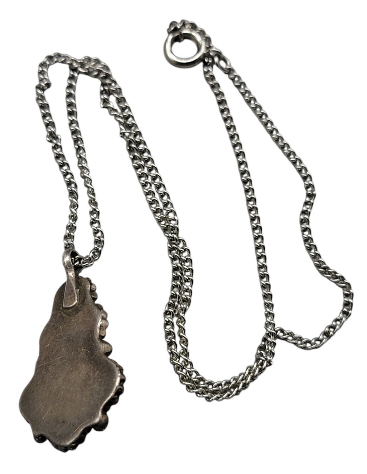 Sterling Silver Teardrop Lapis Lazuli Pendant Necklace 16″ Mixed Metal Chain