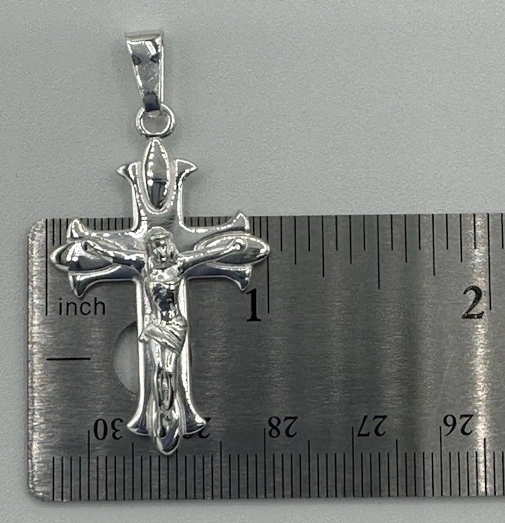 925 Sterling Silver Jesus Crucifix Cross Pendant Religious 5.38g 1.85”