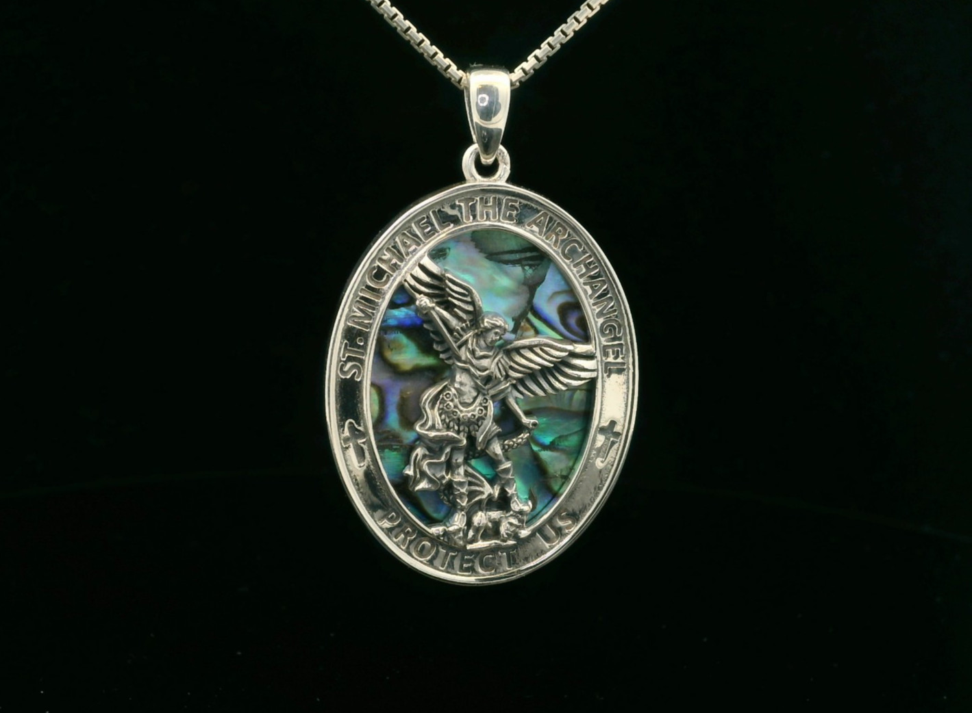 Sterling Silver Saint Michael Necklace on Abaline