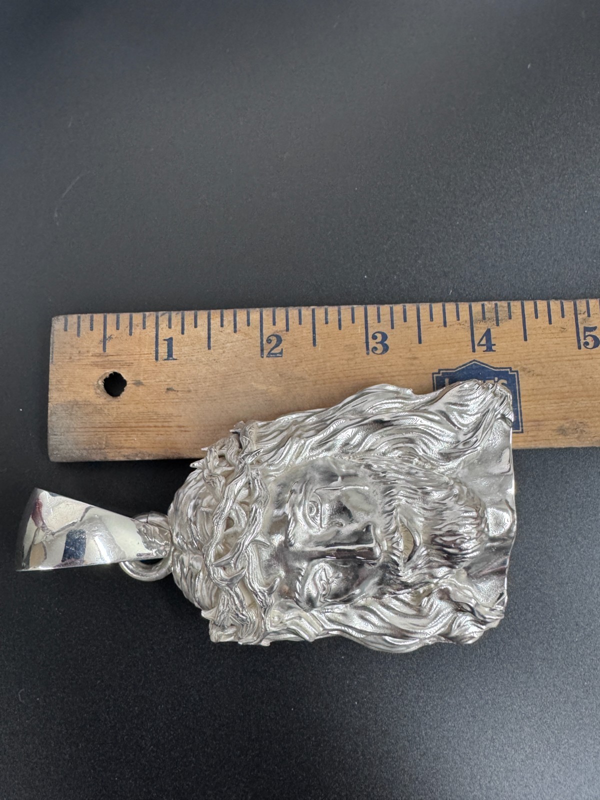 Jesus Head Pendent 4.25″ Extra Large Solid Sterling Silver 925 Heavy! 145 grams