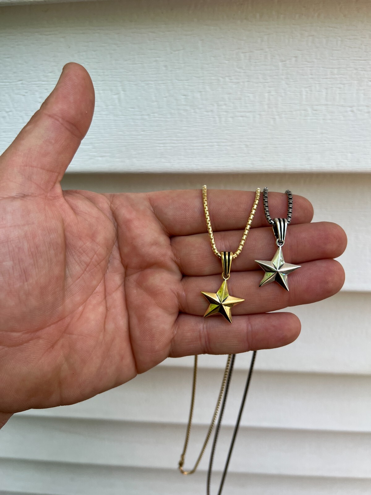 Real 925 Silver / 14k Gold Plated Star Superstar Oxidized Pendant Necklace Charm