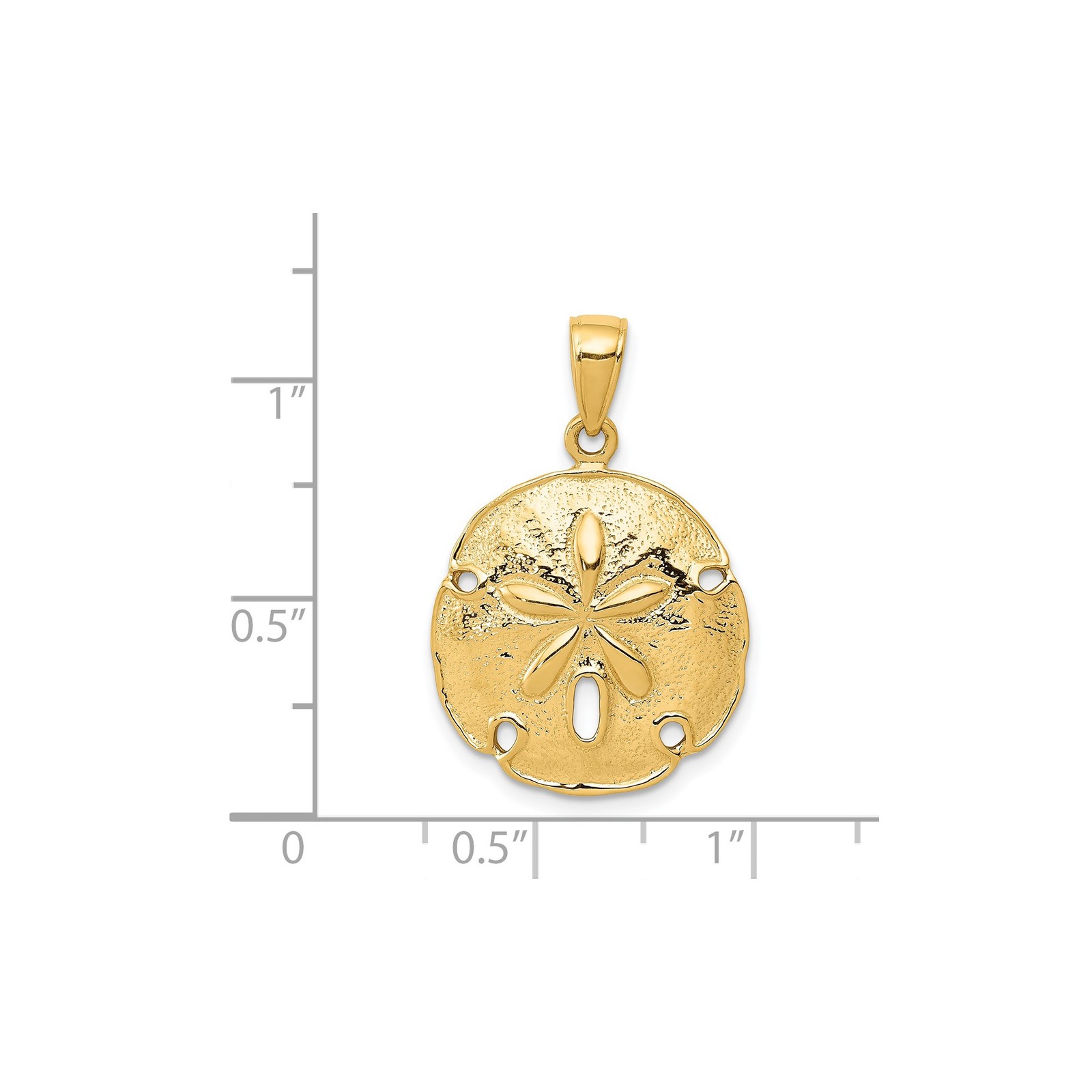 14k Yellow Gold Sand Dollar Pendant Ocean Nautical Sea Life Coastal Charm