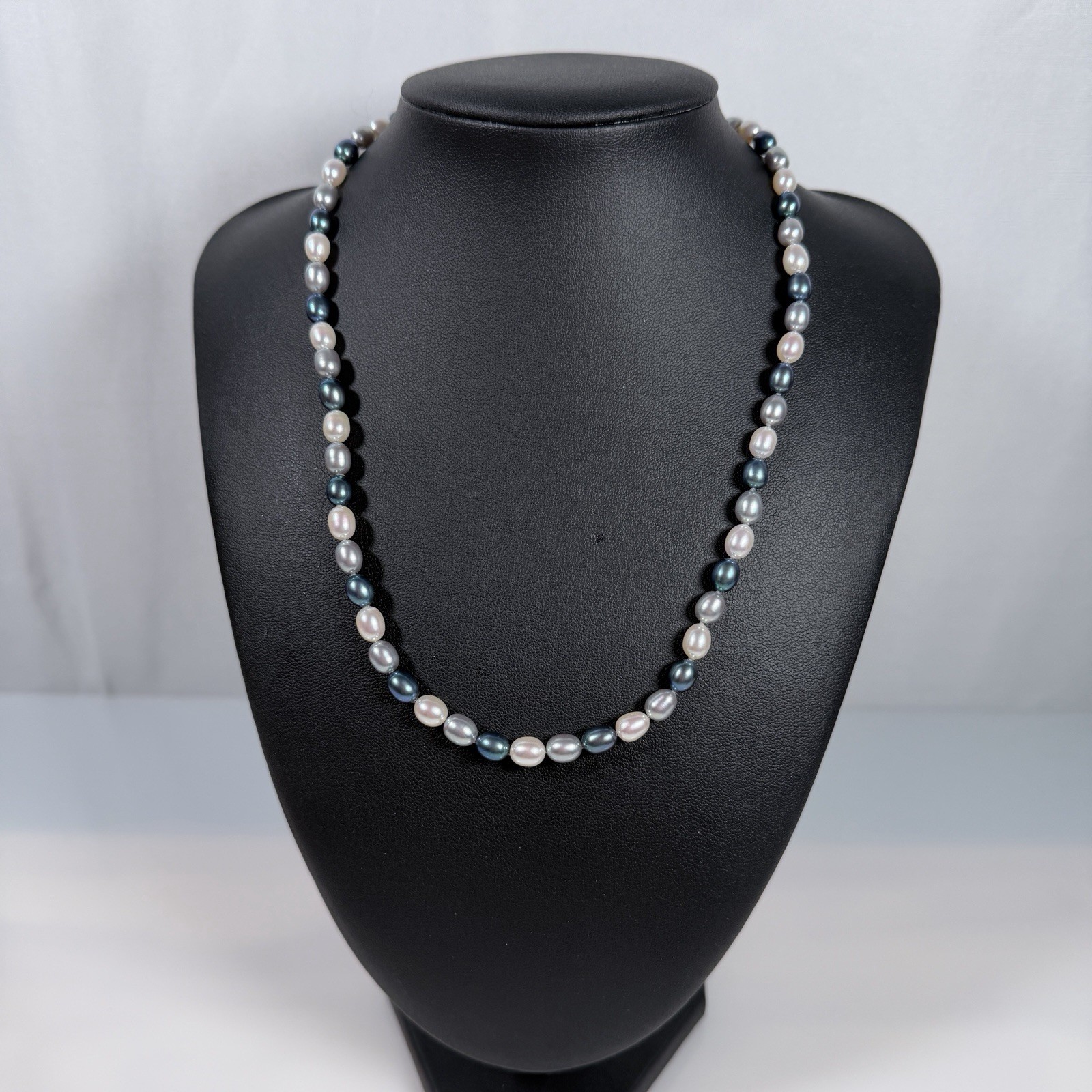 Honora Pearl Necklace Blue Silver White 925 Sterling Silver Clasp 18 in