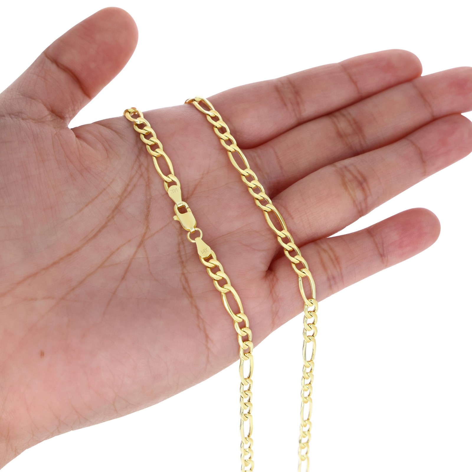 14K Yellow Gold 4.5mm Figaro Chain Link Italian Necklace Mens Womens 16″- 30″