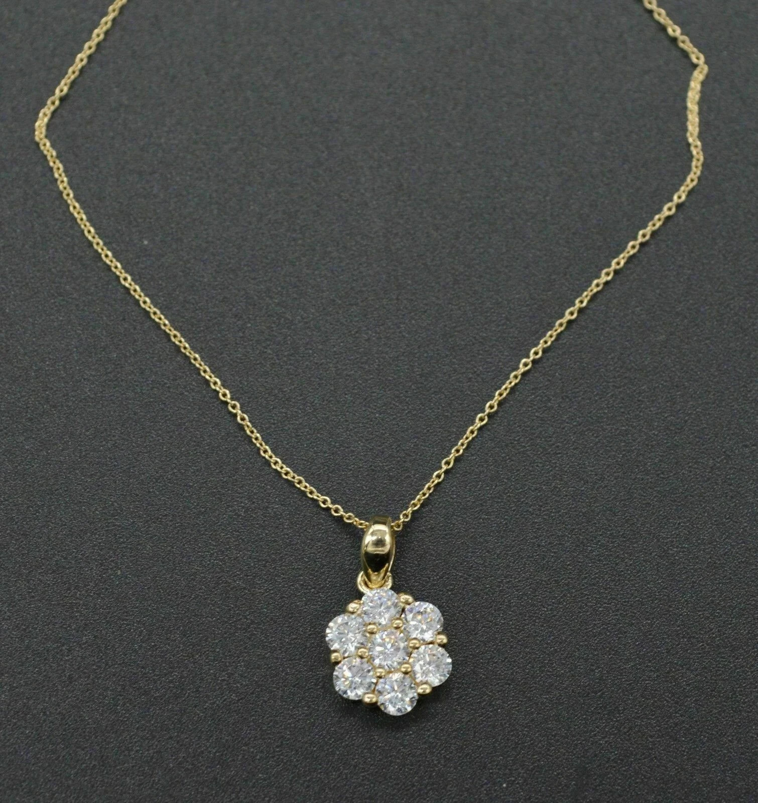 2Ct Round Lab Created Diamond Cluster Flower Pendant 14K Yellow Gold Plated