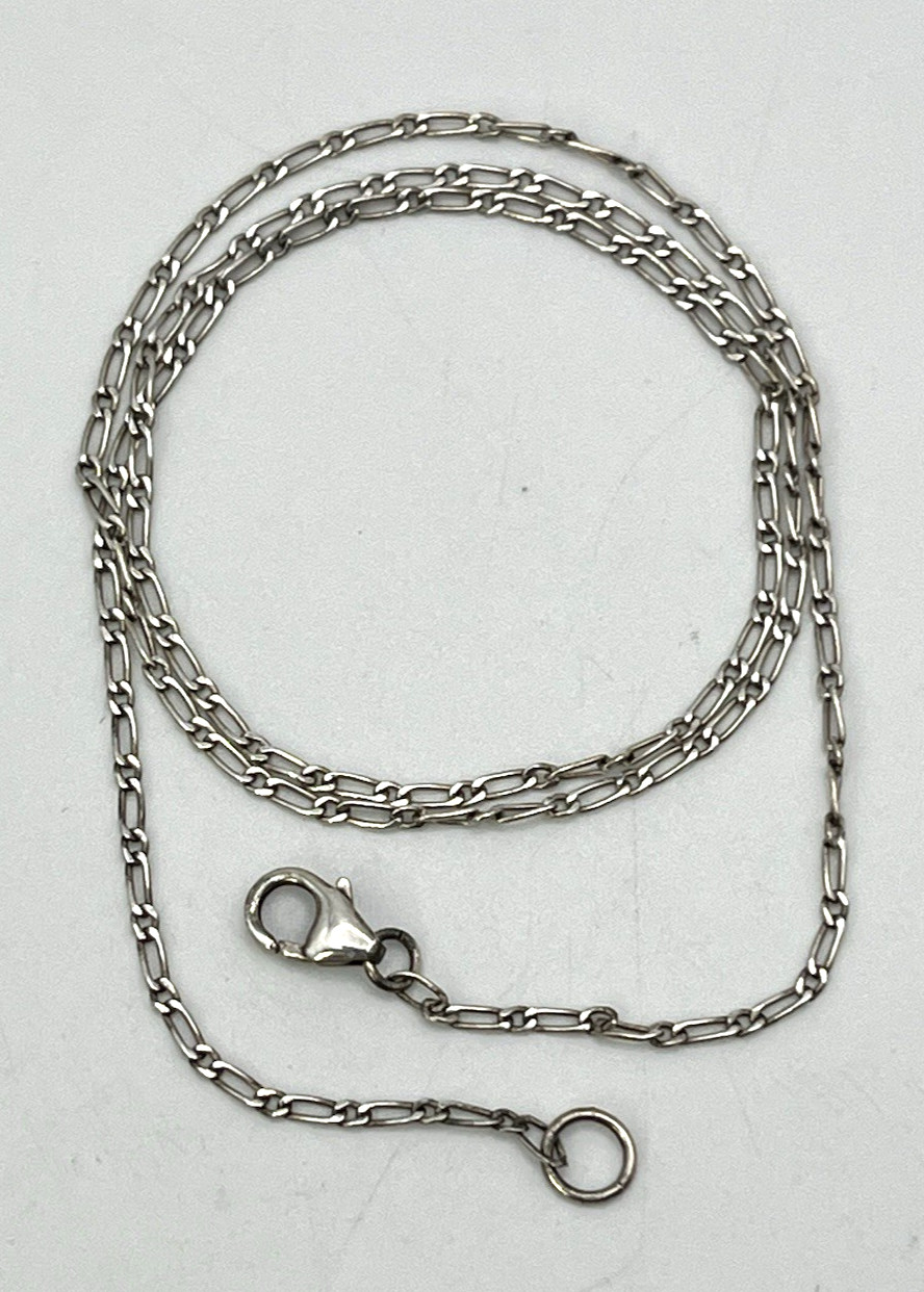 Petite FLAT PAPER CLIP FIGARO CHAIN 925 Sterling Silver 16 ” NECKLACE Choker