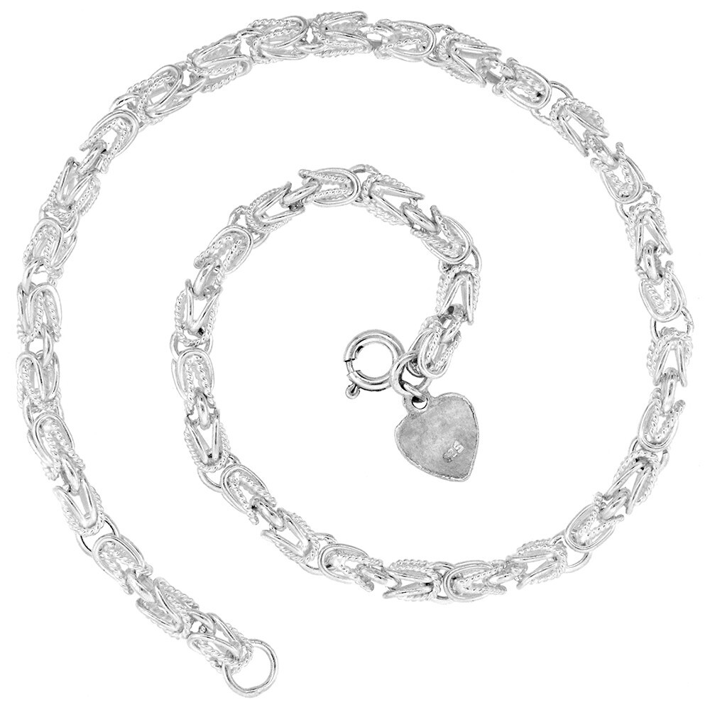 Sterling Silver Turkish Chain Necklaces Bracelets Nickel Free 4mm / 7″ – 30″