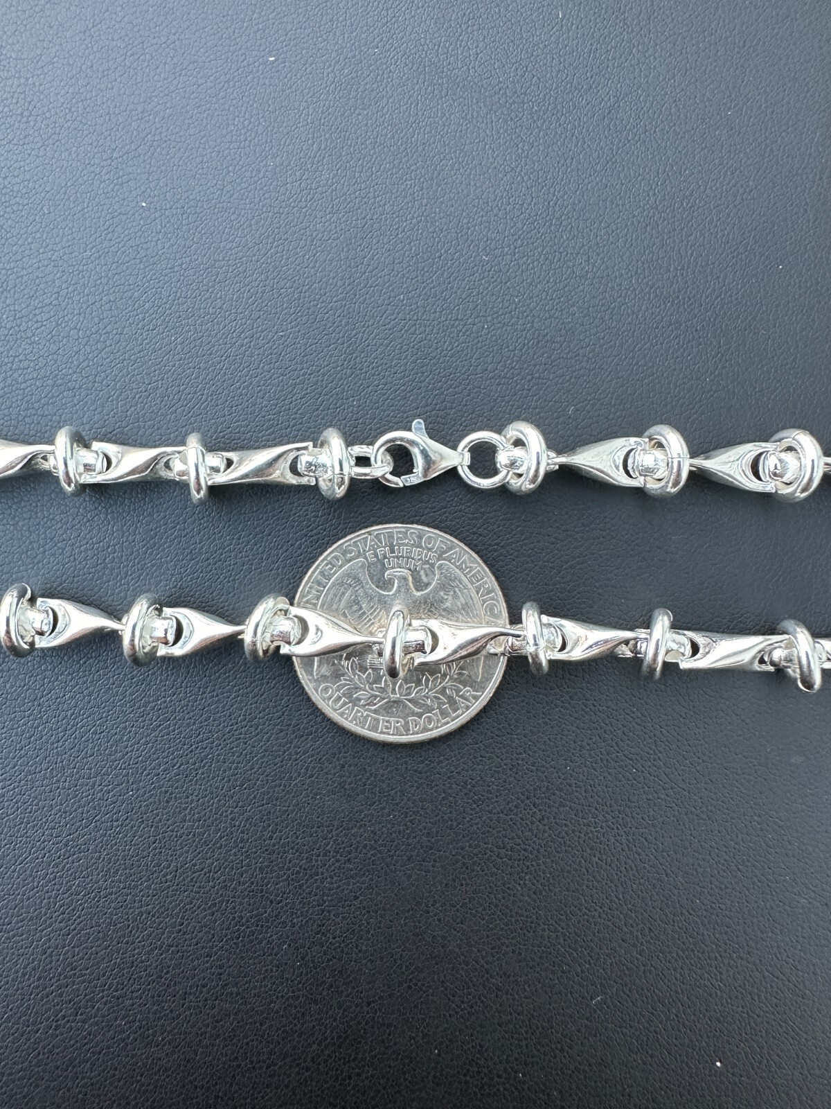 Real 925 Sterling Silver Mens Custom 8mm Barbed Wire Link Bracelet ITALY 7-9″