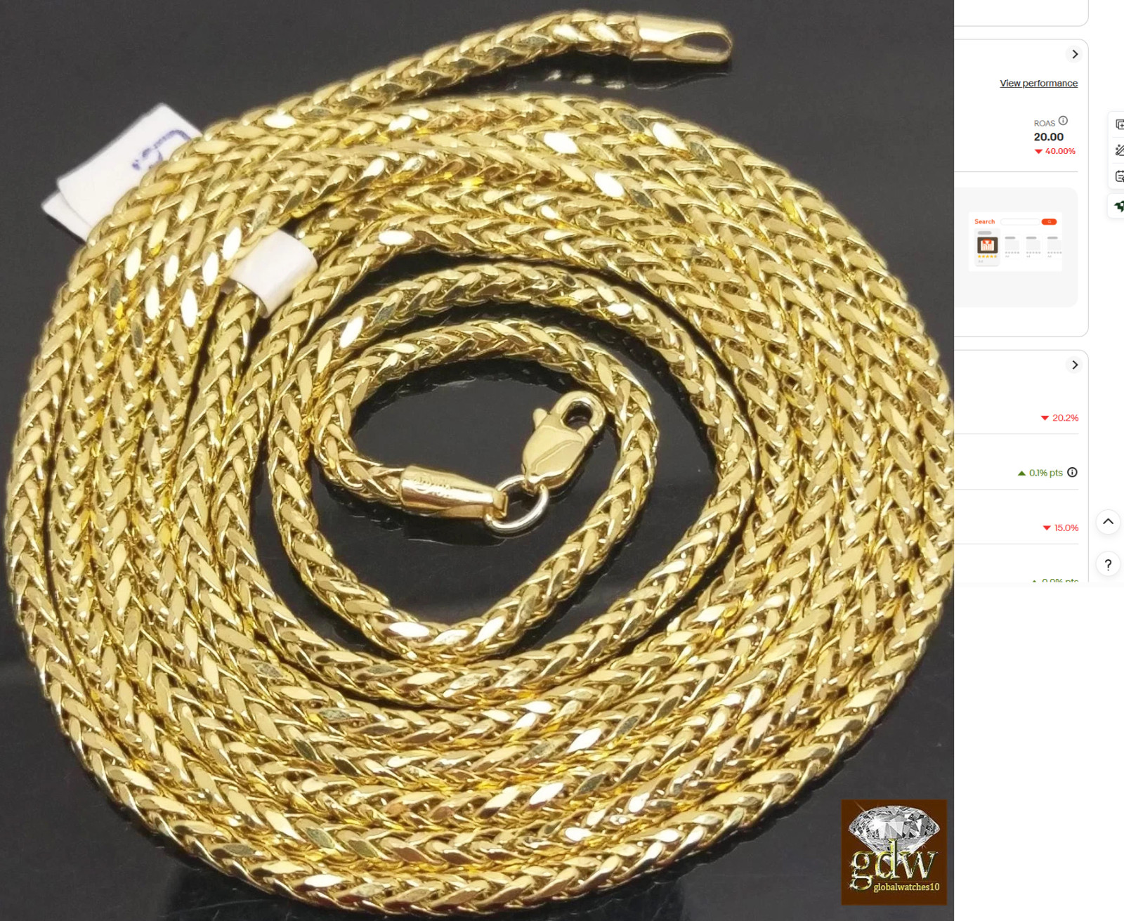 Real 10k Yellow Gold Palm Chain Necklace 3mm 24″ Men women Fine Jewelry Gift