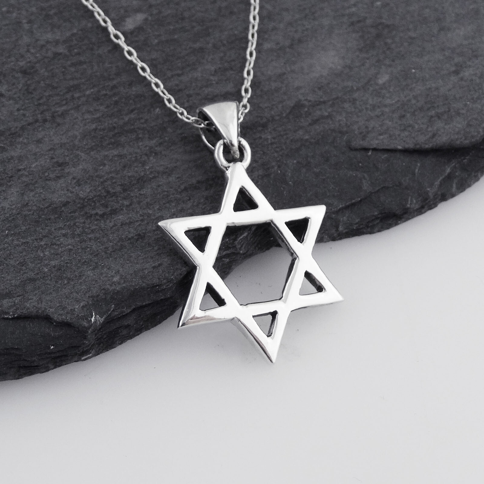 Star of David Pendant Necklace – 925 Sterling Silver – Jewish Shield Symbol Gift