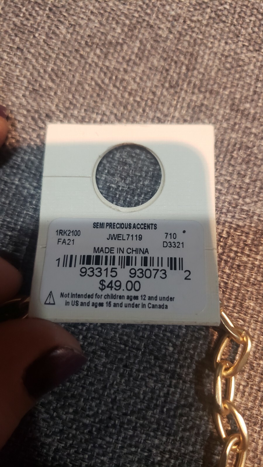 RARE Lucky Brand paper clip Necklace with black clasp