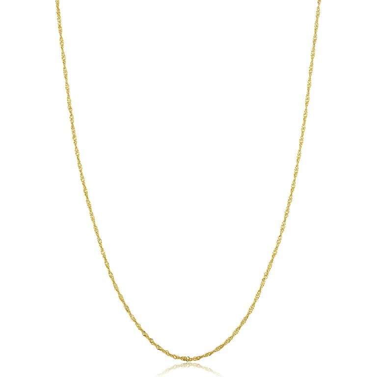 KoolJewelry 14k Yellow Gold Filled Singapore Chain Pendant Necklace (1 mm, 14…