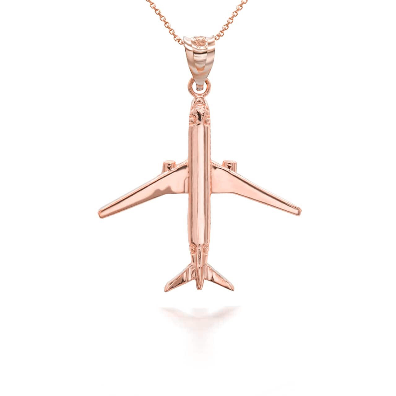 Gold Airplane Travel Charm Pendant Necklace (Available in Yellow/Rose/White)