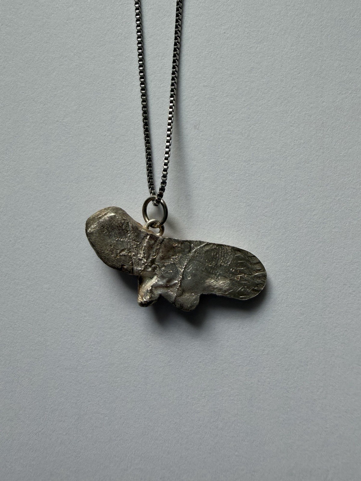 Handmade Sculpted Art Clay Silver & Peridot Gem Tadpole Pendant Charm