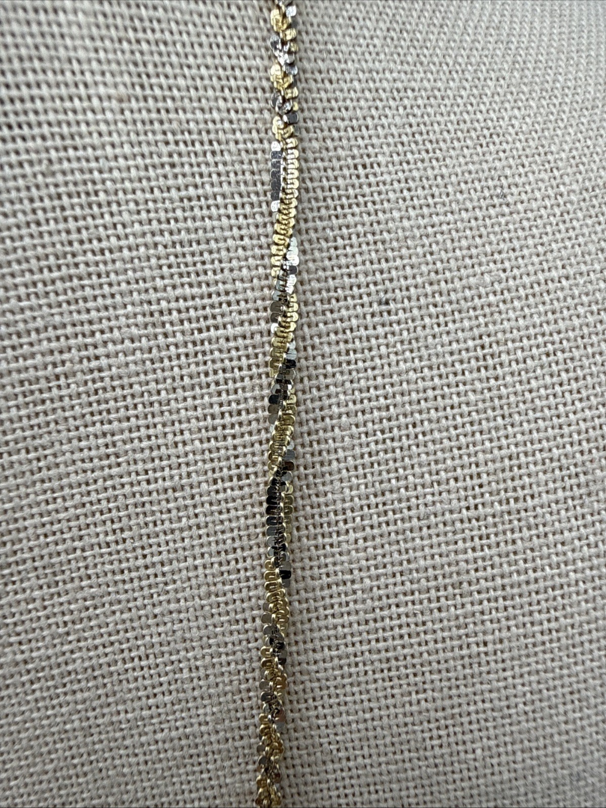KA 1772 Italy Sterling Silver 2mm Two Tone Twisted Sparkle Chain Necklace 24”